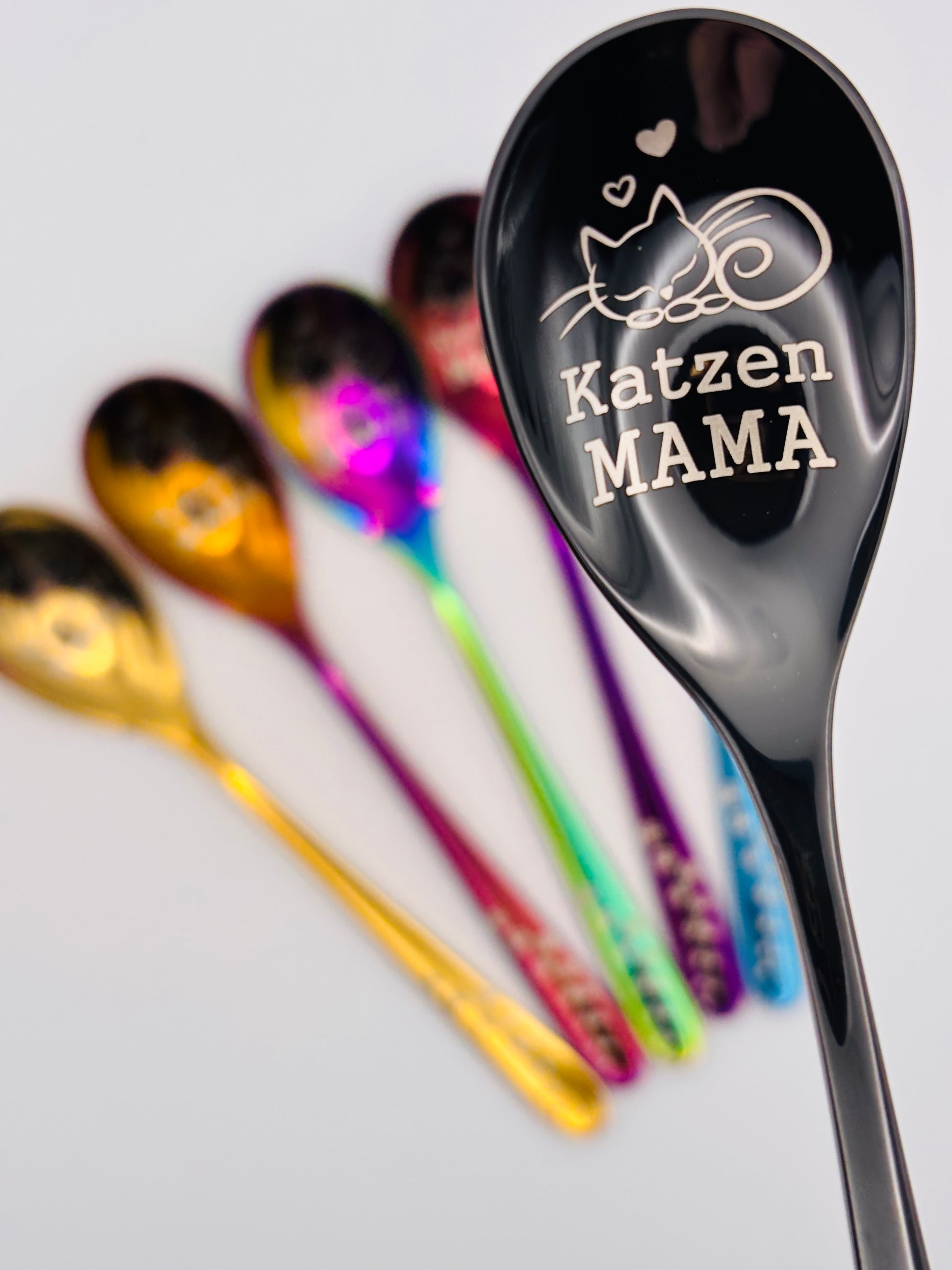 Löffel "Katzenmama" bunt