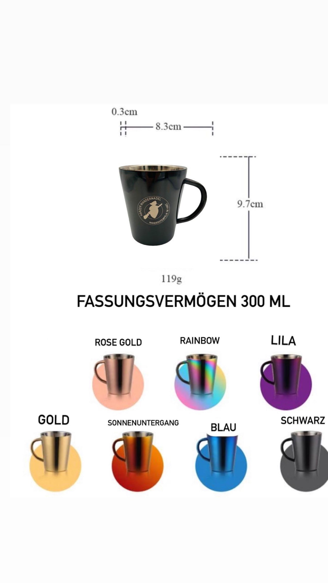 Harzer Wandernadel Becher aus Edelstahl