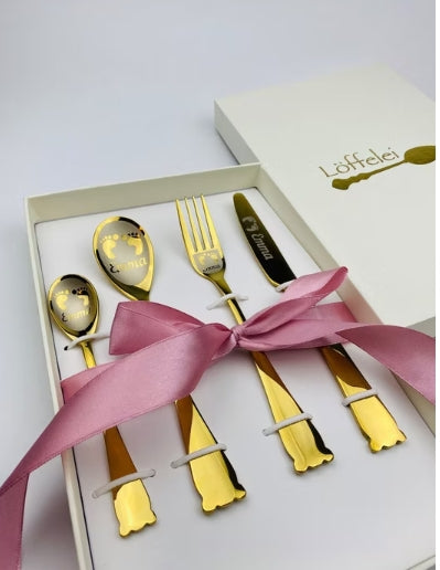 Kinderbesteck Set 4-teilig schlicht/elegant