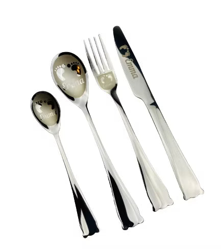 Kinderbesteck Set 4-teilig schlicht/elegant